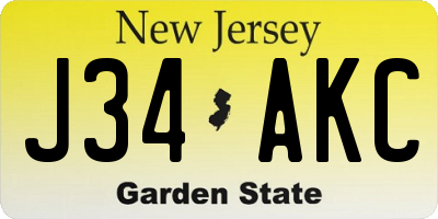 NJ license plate J34AKC