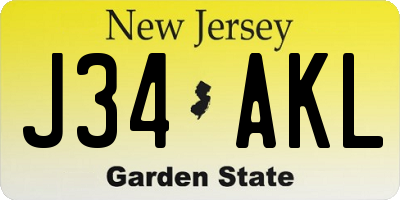 NJ license plate J34AKL