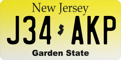 NJ license plate J34AKP