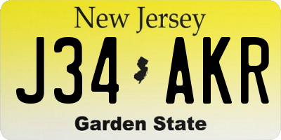 NJ license plate J34AKR