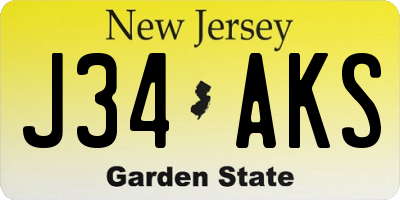 NJ license plate J34AKS