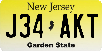 NJ license plate J34AKT