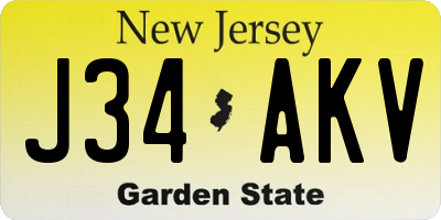 NJ license plate J34AKV