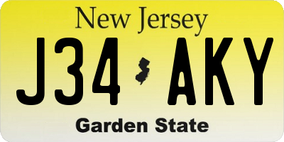 NJ license plate J34AKY