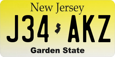 NJ license plate J34AKZ