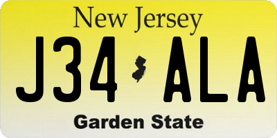 NJ license plate J34ALA