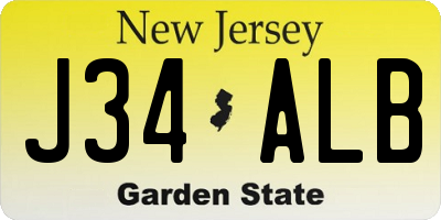 NJ license plate J34ALB