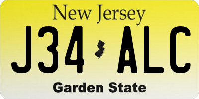 NJ license plate J34ALC