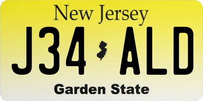 NJ license plate J34ALD