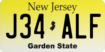 NJ license plate J34ALF