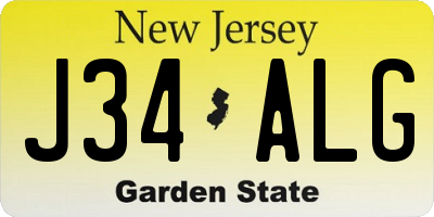 NJ license plate J34ALG