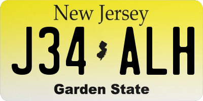 NJ license plate J34ALH