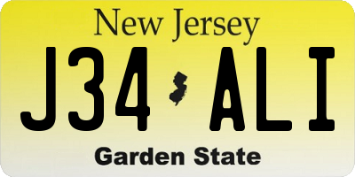 NJ license plate J34ALI