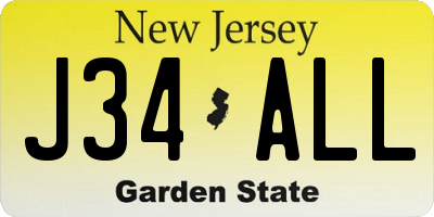 NJ license plate J34ALL