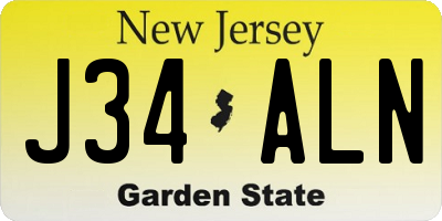 NJ license plate J34ALN