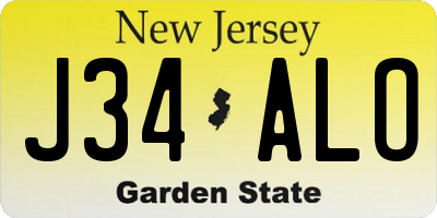 NJ license plate J34ALO