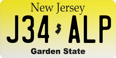 NJ license plate J34ALP