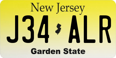 NJ license plate J34ALR