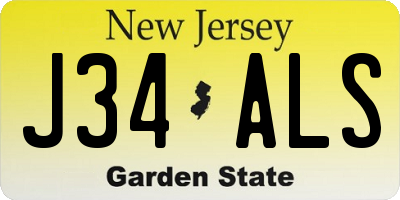 NJ license plate J34ALS