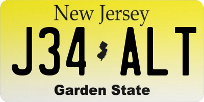 NJ license plate J34ALT