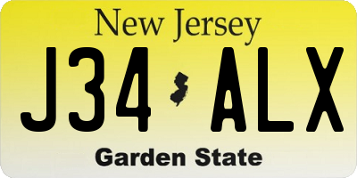 NJ license plate J34ALX