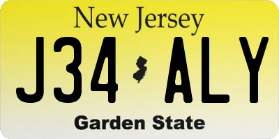 NJ license plate J34ALY