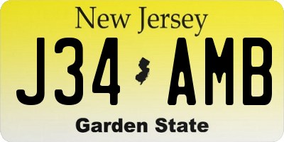 NJ license plate J34AMB