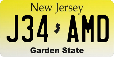 NJ license plate J34AMD