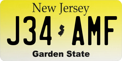 NJ license plate J34AMF