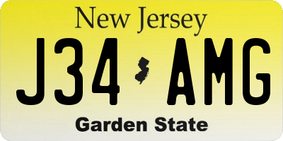 NJ license plate J34AMG