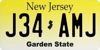 NJ license plate J34AMJ