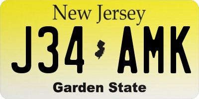 NJ license plate J34AMK