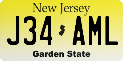 NJ license plate J34AML