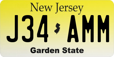 NJ license plate J34AMM