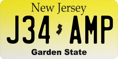 NJ license plate J34AMP