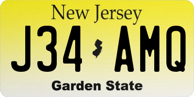 NJ license plate J34AMQ