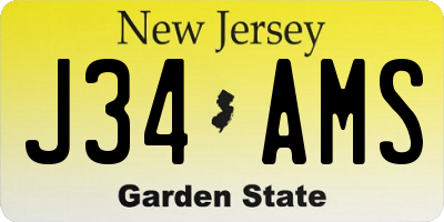 NJ license plate J34AMS