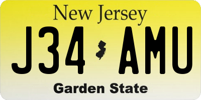 NJ license plate J34AMU