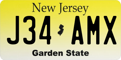 NJ license plate J34AMX