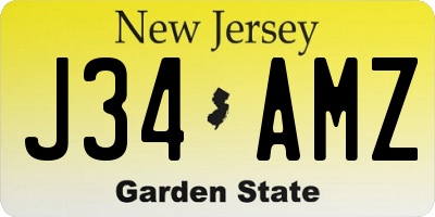 NJ license plate J34AMZ