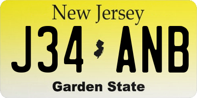 NJ license plate J34ANB