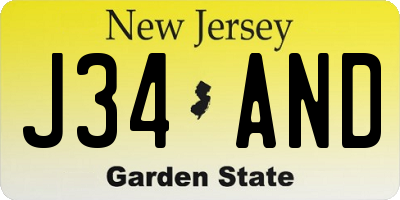 NJ license plate J34AND