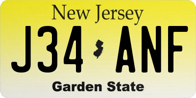 NJ license plate J34ANF