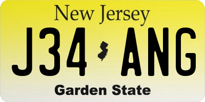 NJ license plate J34ANG