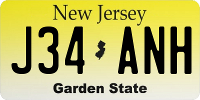 NJ license plate J34ANH