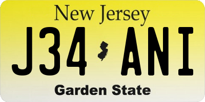 NJ license plate J34ANI