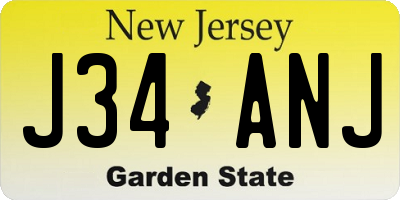 NJ license plate J34ANJ