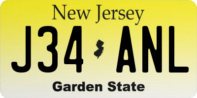 NJ license plate J34ANL