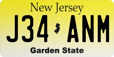 NJ license plate J34ANM