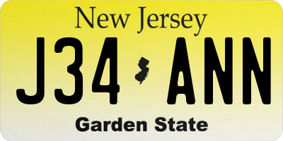 NJ license plate J34ANN